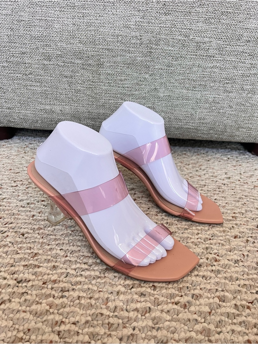 Stuart Weitzman Kristal Clear Pvc Pink Leather Lucite Heel Sandal View 3